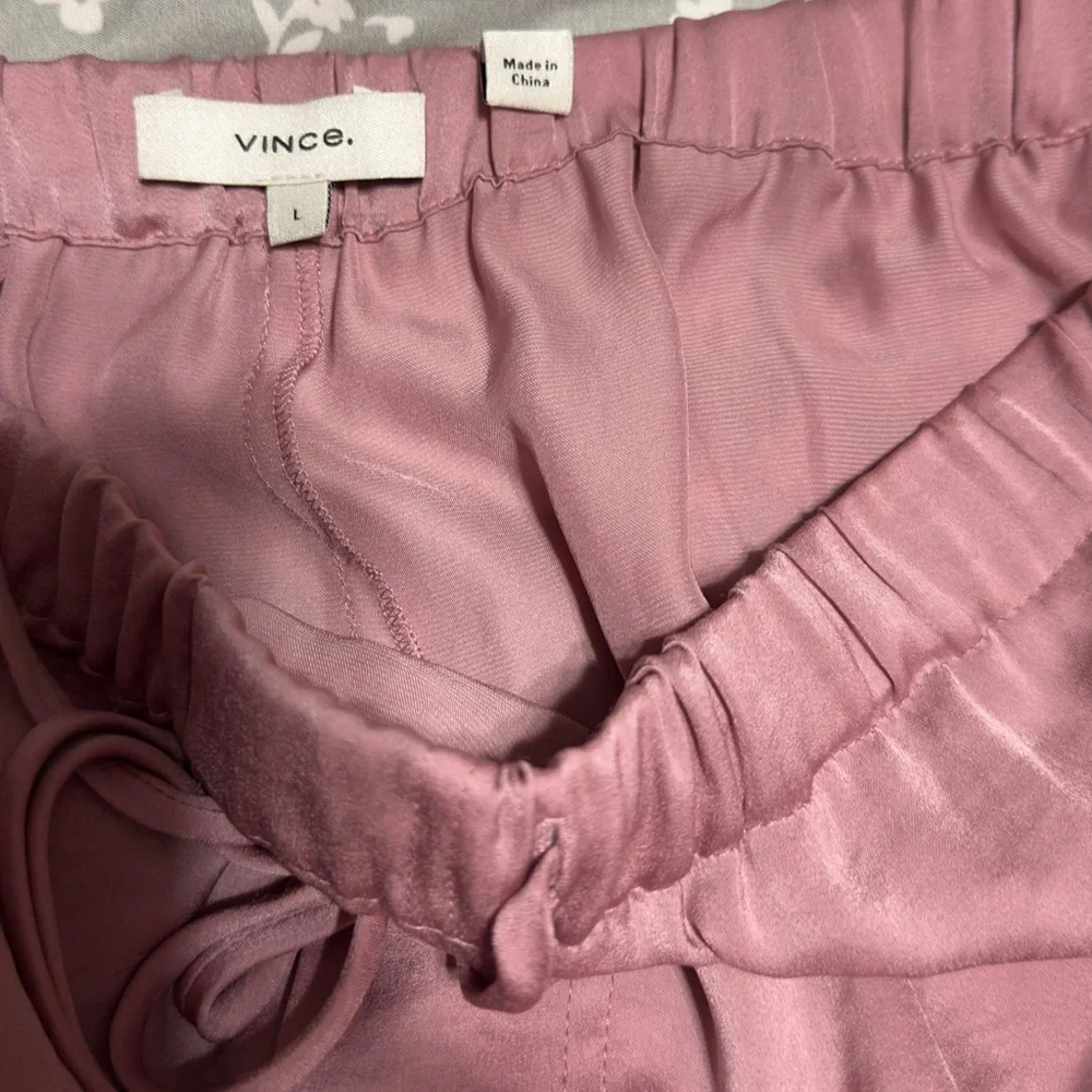 Vince Pink Satin Wide-Leg Pants - Picture 7 of 8